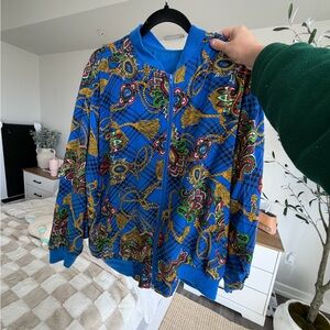 Vibrant Blue Patterned Women's Jacket